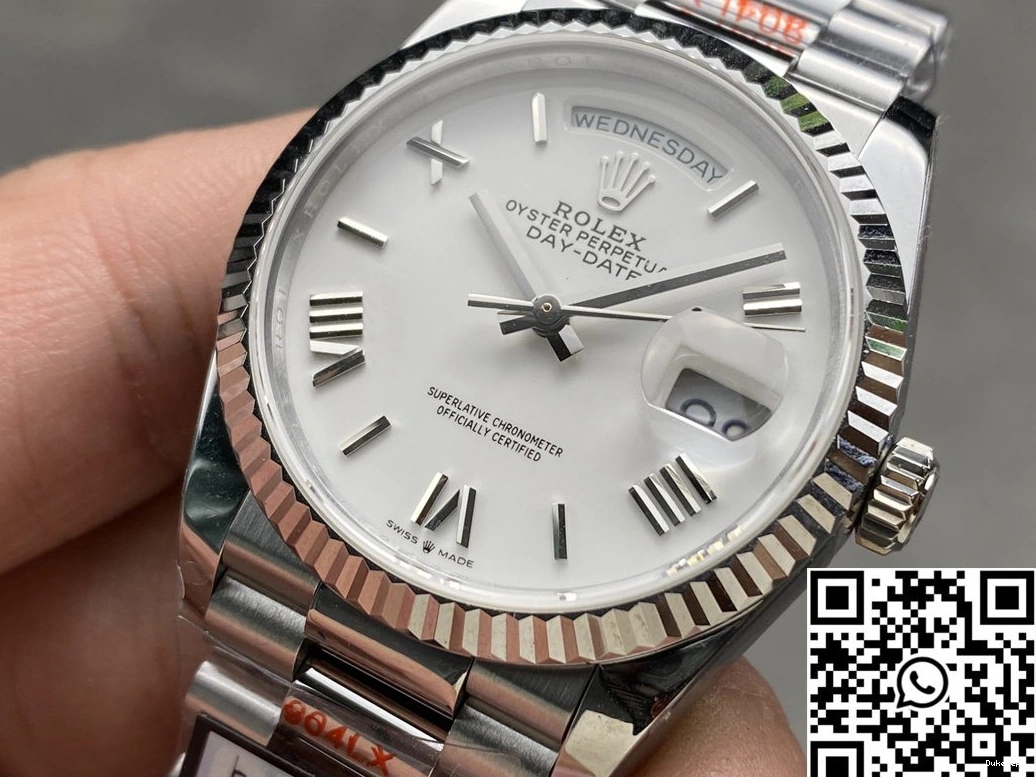 White Steel Rolex v5 QF 36mm Dial Factory M128236-0017 Tungsten Date Day 0709